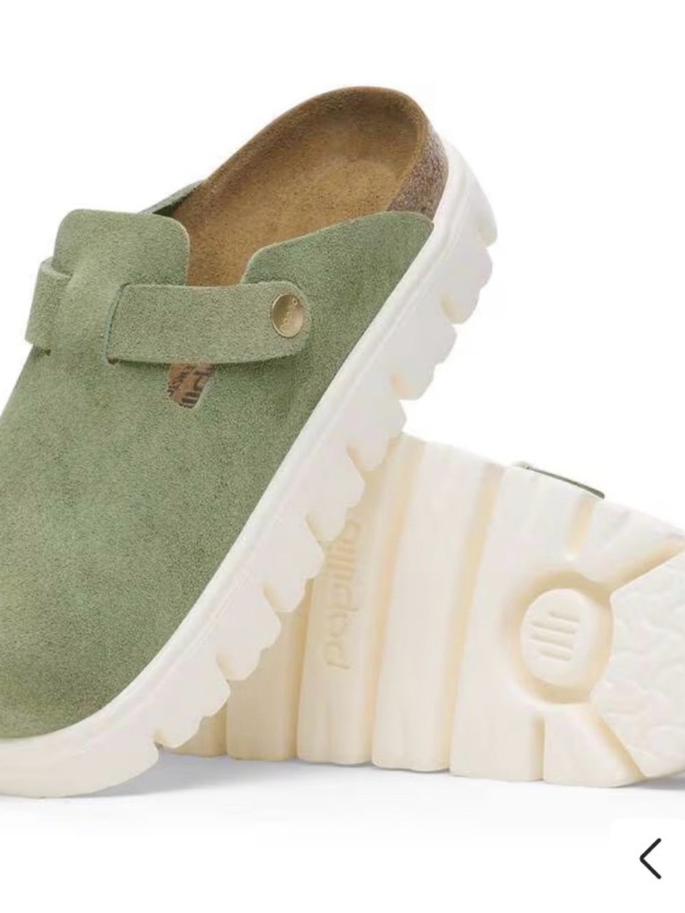 Birkenstock Papillio Boston women’s Chunky Clog suede green sandal size 37